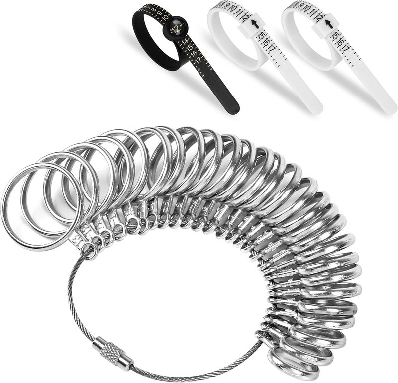 NuLink Ring Sizer Measuring Tool US Stainless Steel Ring Size 0-13 with Half Size, 3 Pcs Finger Ring Sizer Measure Gauge - Image 1
